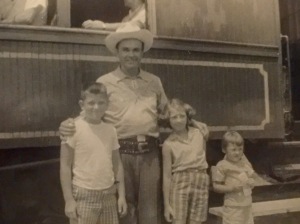 My hero, Fred Kirby, with my brother and sister, Tony and Janie, and some kid that is not, but should have been me!
